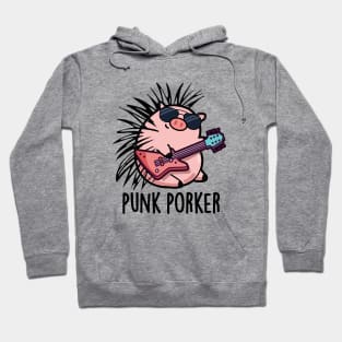 Punk Porker Cute Punk Rocker Pig Pun Hoodie